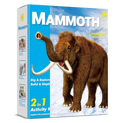 Mammoth Dig Kit - 2-in-1 Woolly Mammoth Excavation & Painting Activity Set, STEM Science Toys for Kids 6+, Ice Age Skeleton Fossil Digging Kit, Educational Gifts for Boys Girls - size: Woolly Mammoth Excavation