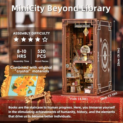 MiniCity Beyond Library Book Nook Kit, DIY Wooden Bookshelf Model with LED - color: Beyond Library