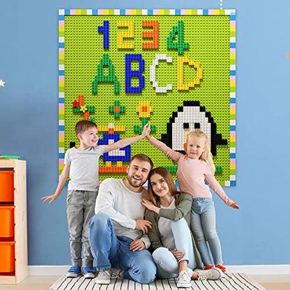 Build On Wall or Table - Customize Building Block Wall, 8 Pack (10" x 20") Self Adhesive Building Base Plate, 440 Pcs Compatible with All Major Brand Brick - Fastest Easiest DIY Fun Wall and Desk - style: 440 Pcs Building Blocks and 8 Pcs Baseplate