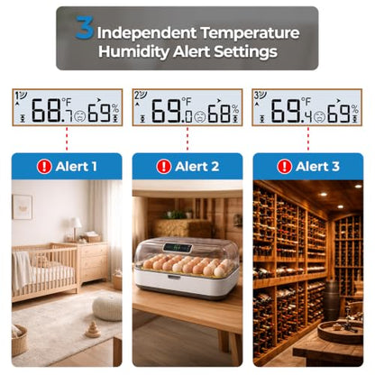 Indoor Outdoor Thermometer Wireless 4.5 Inch Display Digital Hygrometer - color: White