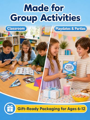 hapray 60 Sheets Paper Airplane Kit, Origami Paper Plane with Book & Video