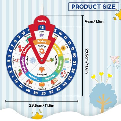 Wheel of the Year,Season Calendar Wheel,Montessori Felt Circular Calendar Wheel of the Year,Seasons Wheel Calendar Montessori Homeschool Wheel fo the Year Calendar for Kids Preschool - style: Calendar Wheel