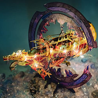 MU 3D Metal Puzzles for Adults Star Boat，Metal Model Kits Noah's Ark Building Miniature,Fairyland Landscape Architecture Building, DIY Sets Birthday New Year Xmas Gift - color: Star Boat