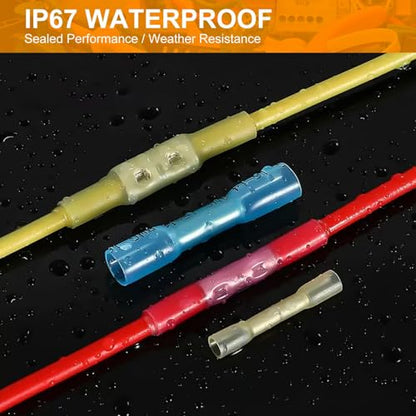 450PCS Electrical Connectors Red Copper, Heat Shrink Wire Connectors Kit, Crimp Connector Wire Terminals for Automotive Marine