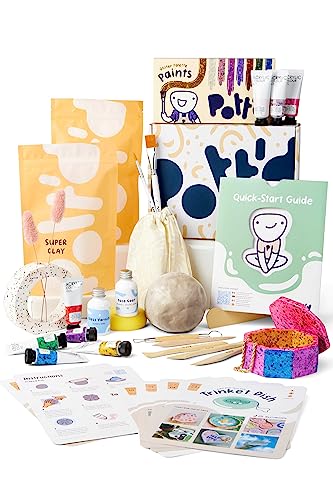 Pott'd Pottery Kit, Air Dry Clay Kit for Adults & Beginners - style: Glitter Paints