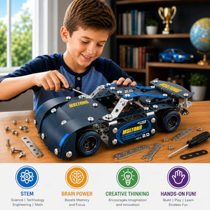 Assembly Metal Model Car Kit,207 Pieces - color: Balck