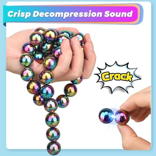 Dilabnba 28PCS Rainbow Hematite Magnetic Stones Fidget Toy for Adults, Men Women Magnetic Hand Roller Office Desk Toys for Gifts, Science Kit Rare Earth Magnets with Fiber Case