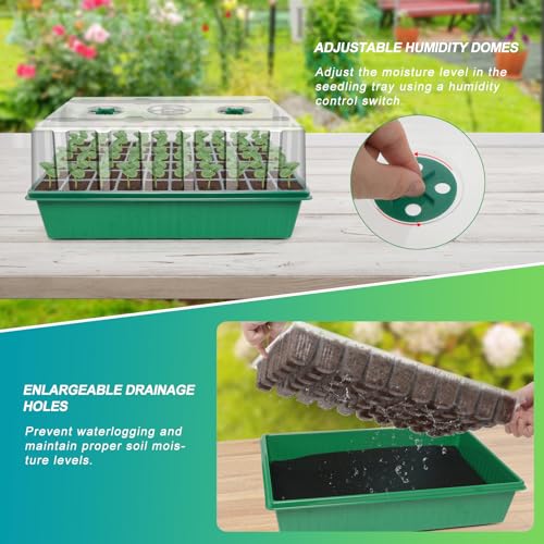GOOINMILL Self-Watering Seed Starter Tray with Timed Grow Light, 60 Cells Plant Starter Tray Seedling Starter Kit with Humidity Domes Base Indoor Mini Greenhouse Plant Germination Trays - size: 60 Cells-1 PCS