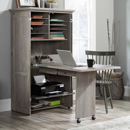 Sauder Miscellaneous Storage Craft & Sewing Armoire, L: 35.112" x W: 21.81" x H: 61.58", Mystic Oak - color: Mystic Oak
