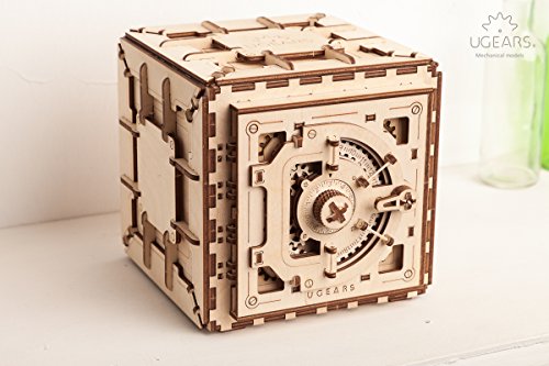 UGEARS Model Safe Kit 3D Wooden Puzzles for Adults - Wooden Model Kits for Adults - Mechanical Safe Puzzle Box, 3D Puzzles for Adult, DIY Wooden Model, Brain Teaser Hobby Gift Set for Fathers Day