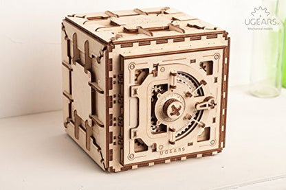 UGEARS Model Safe Kit 3D Wooden Puzzles for Adults - Wooden Model Kits for Adults - Mechanical Safe Puzzle Box, 3D Puzzles for Adult, DIY Wooden Model, Brain Teaser Hobby Gift Set for Fathers Day