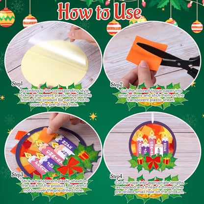 Tinlade 32 Packs Advent Wreath Suncatchers Advent Wreath DIY Ornaments - style: Advent Wreath