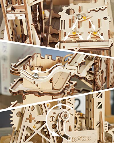 ROKR 3D Wooden Puzzle-Mechanical Model-Wooden Craft Kit-DIY Assembly Toy-Mechanical Gears Set-Brain Teaser Games-Best Gifts for Adults & Teens Age 14+(LG504-Fortress)