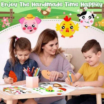 16 Pack Arts and Crafts for Kids Toddler DIY Animal Paper Plate Art Gifts - style: farm