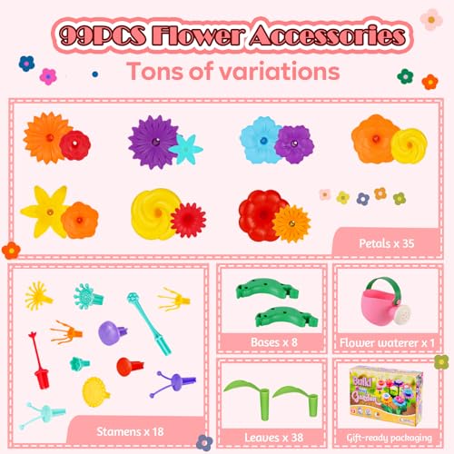 99pcs Flower Garden Building Toys Set - STEM Montessori Toys for Girls - size: Super Set - 99pcs