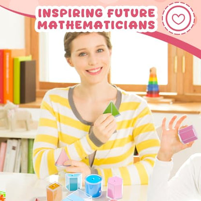 Faccito 12 Pcs 12 Styles 2D & 3D Geometric Solids Math Manipulatives - style: 12 Styles