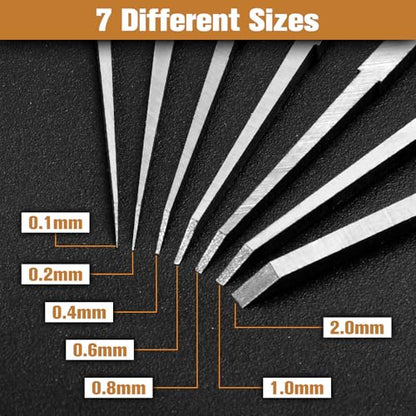 SPEEDWOX Model Scriber Chisel Model Scriber Cutting Tool 7-In-1 Scriberes Kit with 7 Blades (0.1/0.2/0.4/0.6/0.8/1.0/2.0mm) Tungsten steel Blades for Modeling Hobby, Car and Airplane Kits, Bonsai