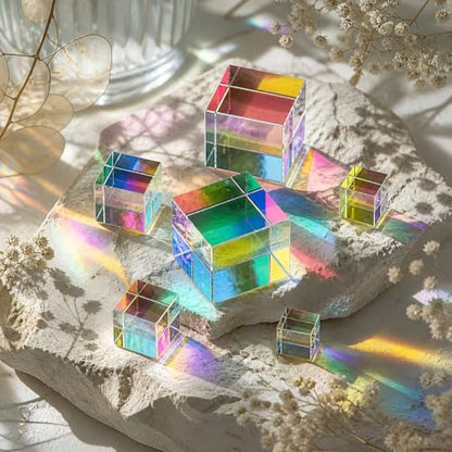 Colorful Crystal Glass Prism X-Cube RGB Dispersion Optical Glass Prisms - size: 20mm X-Cube