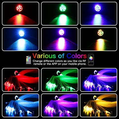 AMKI 16W Starlight Headliner Kit Twinkle+Sound Activated 350pcs 0.03in 6.5ft Cable End Glow Fiber Optic Light APP/Remote Control RGBW Starlight Box for Car Home Star Ceiling Decor - size: 350 pcs*0.03in*6.5ft