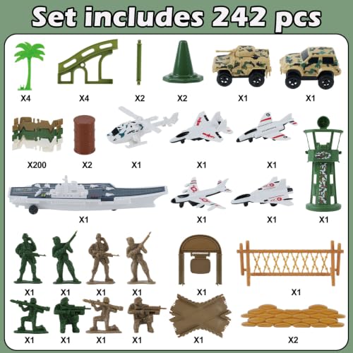 Military Race Car Track Set, 240+ PCS Army Track Toy for Kids Ages 3-7 - color: Military Race Car Tracks
