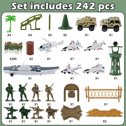Military Race Car Track Set, 240+ PCS Army Track Toy for Kids Ages 3-7 - color: Military Race Car Tracks