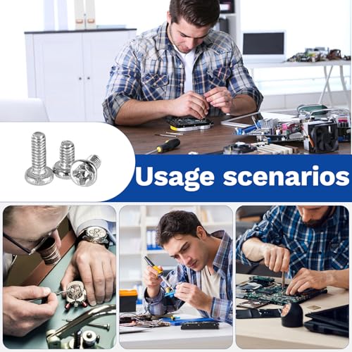 500Pcs 304 Stainless Steel Metric Micro Screws Nuts Assortment, M1.2x3/4/5/6/8mm Sizes, Phillips Pan Head, Fully Threaded Kit for Arduino, RC Models, Electronics, DIY Projects - size: M1.2x3/4/5/6/8- 500 Pcs