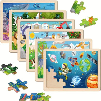 Puzzles for Kids Ages 3-5, Wooden Jigsaw Puzzles 24 Pieces 6 Pack - color: 6 Packs Wooden - 24 Pieces Each - Various Themes