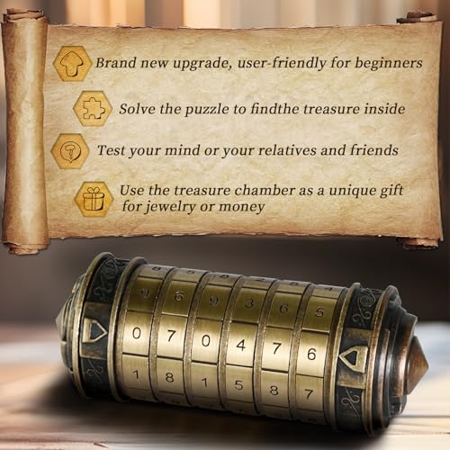 CoEjokno Da Vinci Code Numeric Cryptex Money Puzzle Box for Cash Gift - color: Bronze