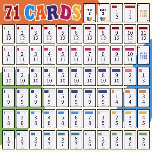 Blueweenly 5 Pcs Fraction War Fun Math Game Easy to Learn Math Card Game