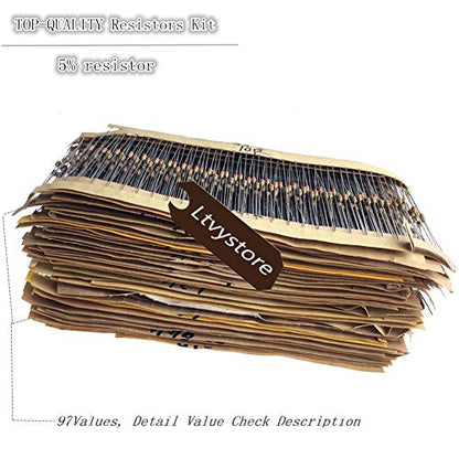 2425pcs 97 Values 1 ohm - 1M ohm 1/8W Carbon Film Resistors Assortment Kit Assorted Set