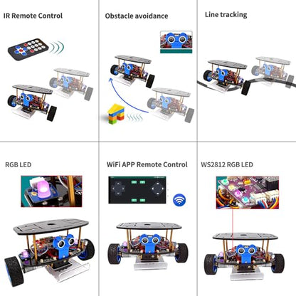 Adeept Self-Balancing Robot Car Kit(Compatible with Arduino IDE), STEM Projects Kit, Robotics & Engineering Kit, Programming Set, Line Tracking, Ultrasonic Sensor, IR Wireless Remote Control