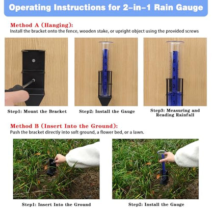 Rain Gauge Outdoor, 7" Capacity Large Rain Gauge Outdoors (Black) - color: Black