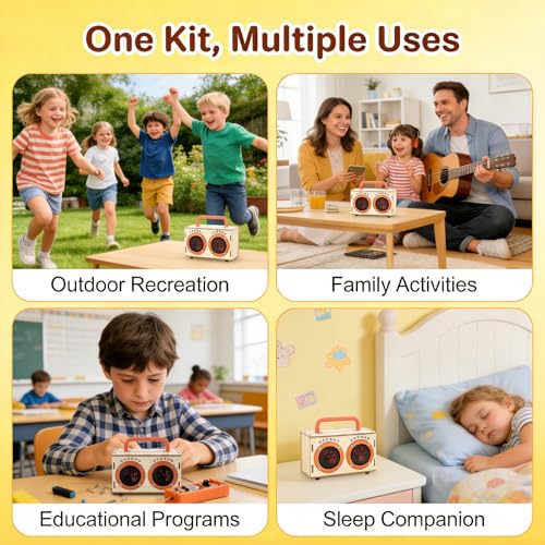 STEM Science Toy Gift for Boys Girls Age 8-13, DIY Bluetooth Speaker Kit - color: Orange