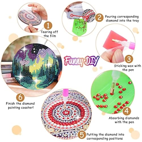 8 Pack Diamond Art Coasters,Northern Lights Diamond Painting Coasters Kits - color: Aurora Coasters