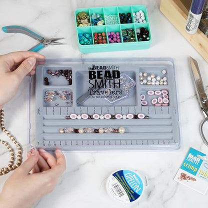 The Beadsmith Mini Bead Board, Grey Flocked - size: 4 Straight Channel w/ Cover