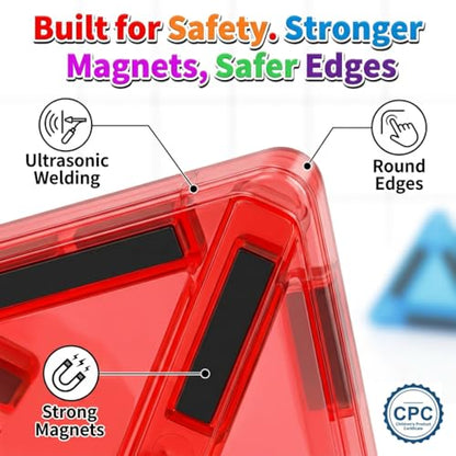 56Pcs Mini Magnet Building Blocks, STEM Educational Construction Toys for Boys Girls Age 3 4 5 6, Toddler Magnetic Tiles for Travel & Airplane Activities, Montessori Sensory Learning Toys Gift Set