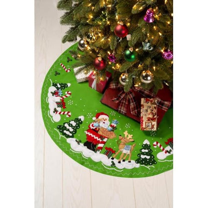 Bucilla, Felt Applique 43" Tree Skirt Kit, North Pole This Way, Perfect for DIY Arts and Crafts