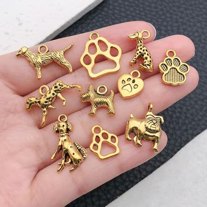 WOCRAFT 60pcs Antique Gold Dogs Charms for Jewelry Making Sets DIY Necklace Bracelet Keychain Crafting Charms Kit Craft Supplies (SN858) - color: Antique Gold, size: Dogs Charms