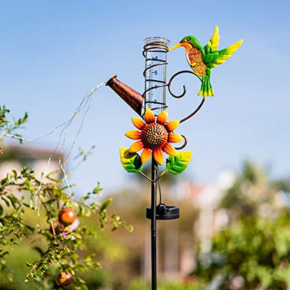 Stargarden Rain Gauge Outdoor-36 Inch Hummingbird Solar Rain Gauge - color: Hummingbird-C