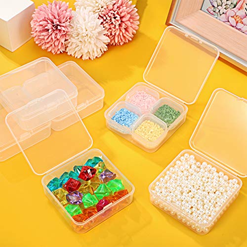 SATINIOR 48 Packs Clear Small Plastic Containers Transparent Storage Box with Hinged Lid for Small Items Crafts Jewelry (2.9 x 2.9 x 1 Inches) - size: 2.9 x 2.9 x 1 in
