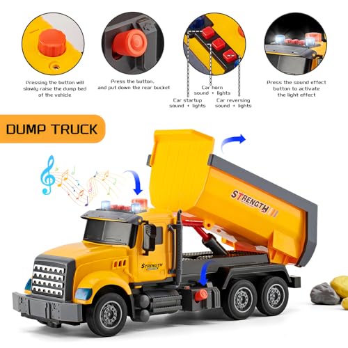 LerBao 2 Pack Construction Engineering Truck Toys,Moveable Claw Excavator & Lifting Back Dump Truck Toy for 3 4 5 6 7 8 Years Old Boys Kids Childs Toddlers Christmas Birthday Gift