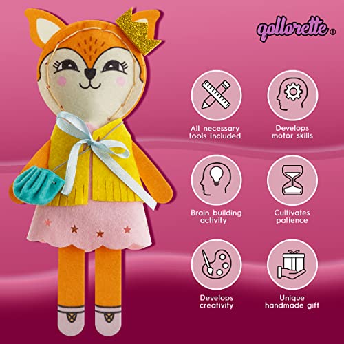qollorette Felt Sewing Kit for Children, Make Your Own Fox Toy, Kids' Craft Kit - Make A Friend Sew Kit - Beginner Sewing Kit for Kids, Learn to Sew & Play - color: Fox