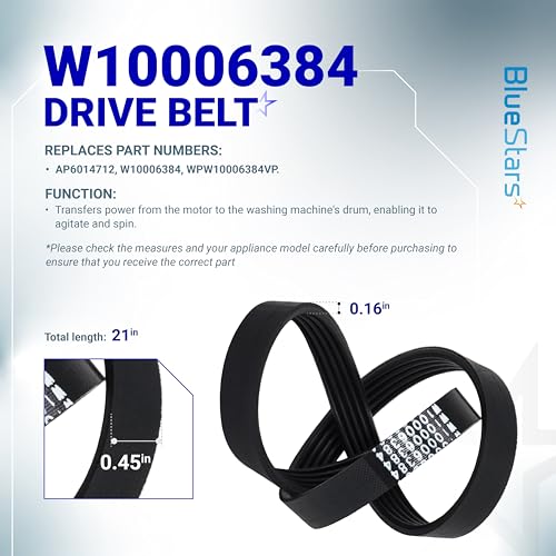 [Upgraded] BlueStars W10721967 Washer Pulley Clutch Kit & W10006384 Belt