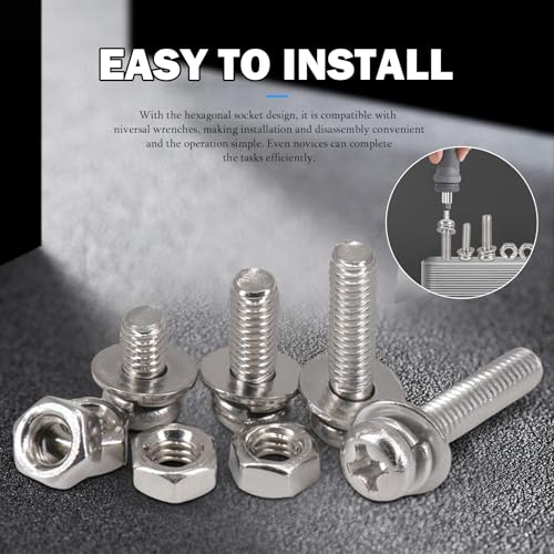 920Pcs Machine Screws Nuts and Bolts Assortment Kit,M3×（6mm，10mm，16mm，20mm） Phillips Pan Head Assorted 304 Stainless Steel Bolts, Nuts, Flat washers, and Spring washers - size: 3 mm, style: Round head machine screw