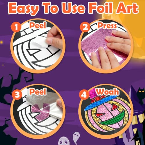 FUNNYB&G Halloween Foil Art Craft Kit for Kids, Halloween Toy Gift for Kids - style: Halloween