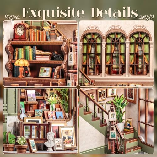 Cutefun Book Nook Kit - DIY Miniature Dollhouse Kit for Adults and Teens - color: Gallery Bookstore
