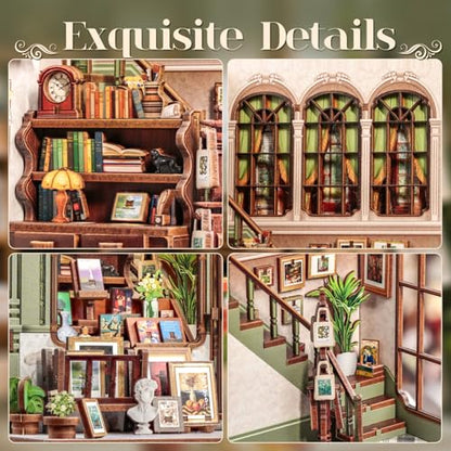 Cutefun Book Nook Kit - DIY Miniature Dollhouse Kit for Adults and Teens - color: Gallery Bookstore