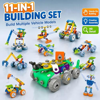 11 in 1 STEM Building Toys, 175 Pieces Construction Kit for Kids Ages 4-8