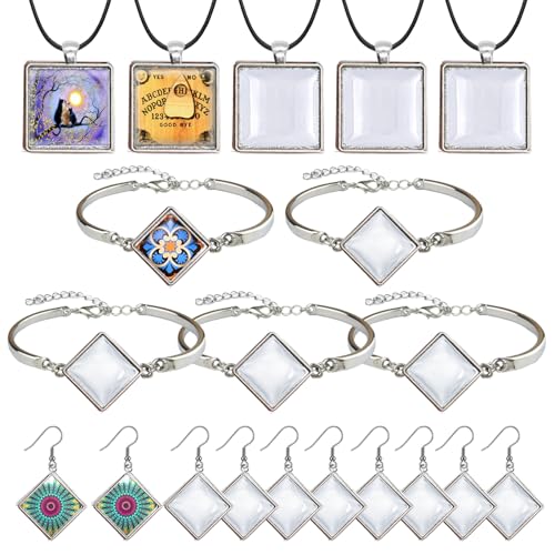 Pendant Trays Kit with Cabochon Glass - color: 7-Square 01