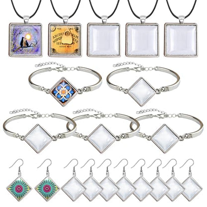 Pendant Trays Kit with Cabochon Glass - color: 7-Square 01